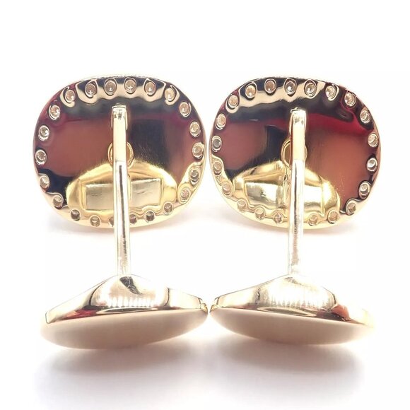 Rare! Authentic Piaget Coat Of Arms 18k Yellow Gold Diamond Cufflinks - Picture 7 of 11